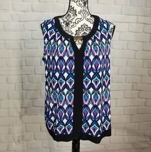 Apt 9 sz xl sleeveless geo print top keyhole front
